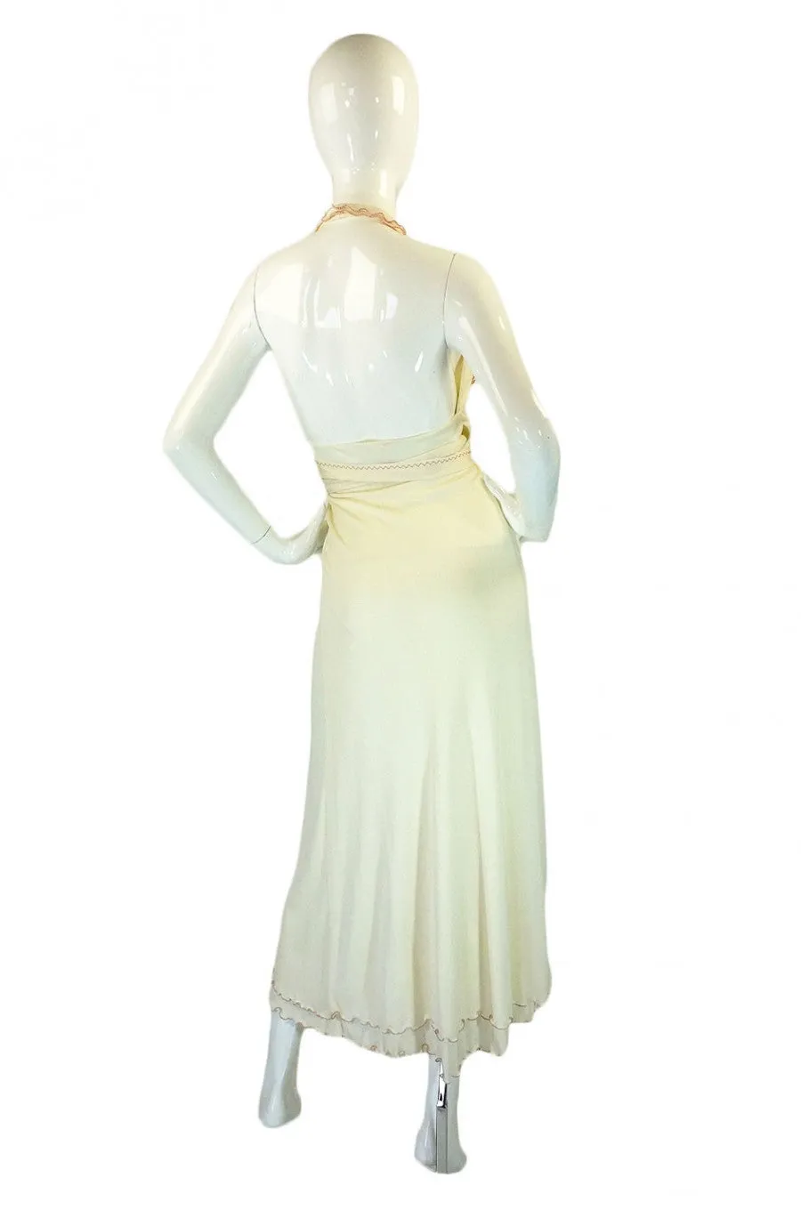 2001 Stephen Burrows Cream Wrap Dress