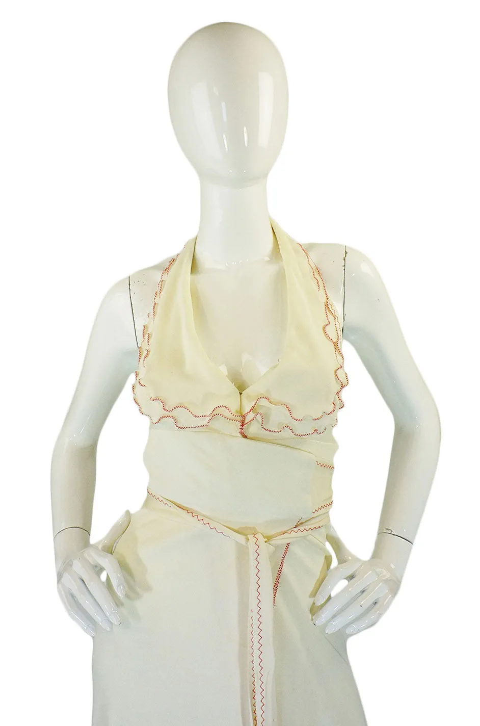 2001 Stephen Burrows Cream Wrap Dress
