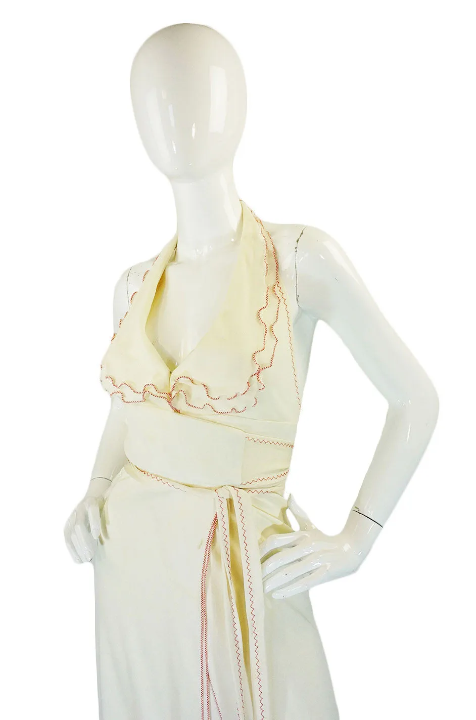 2001 Stephen Burrows Cream Wrap Dress