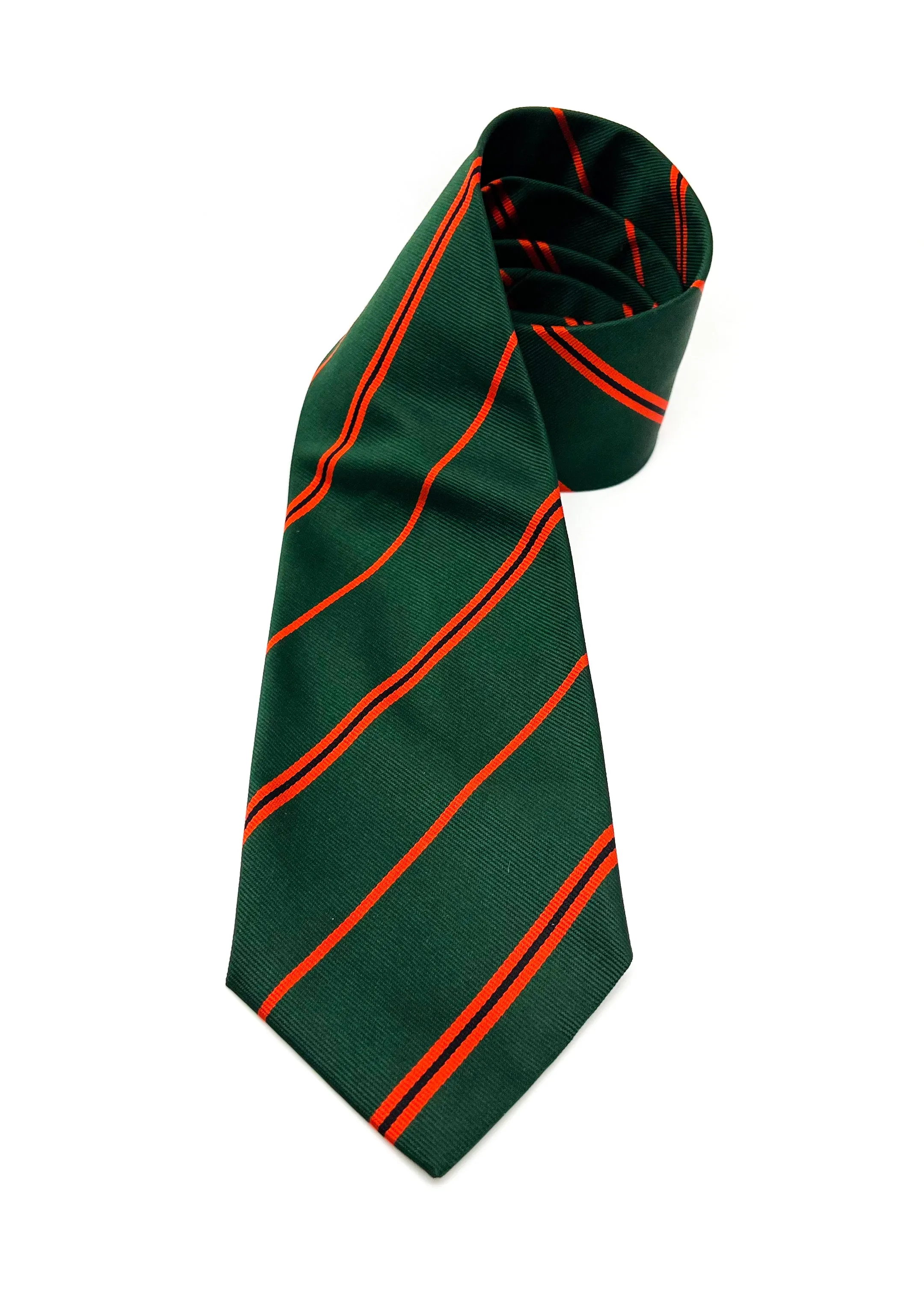 $230 E. MARINELLA - NAPOLI *Hand Made* Green / Orange Stripe 3.5" - Tie