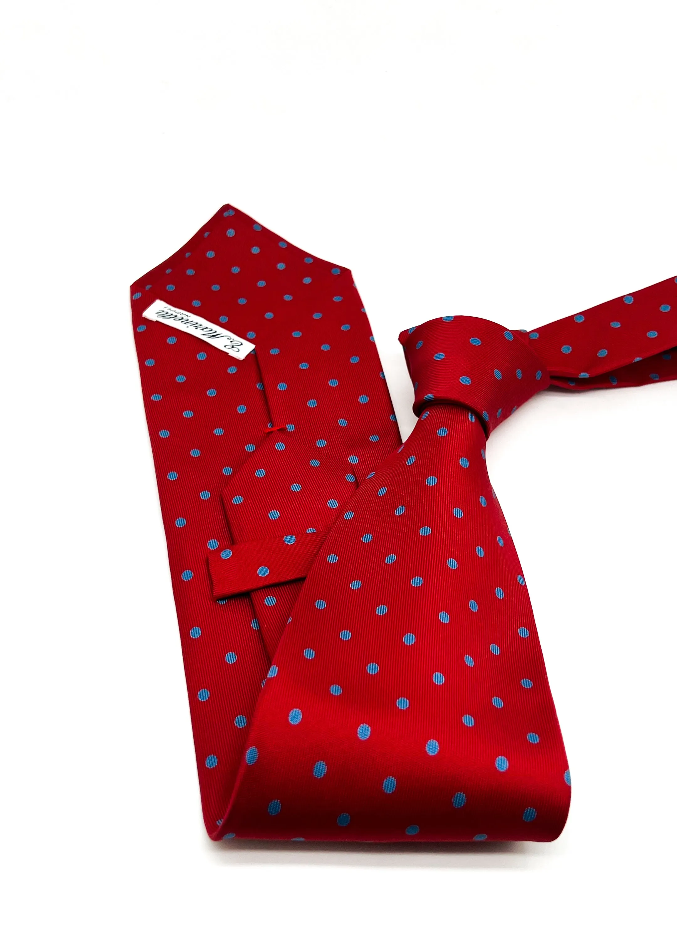 $230 E. MARINELLA - NAPOLI *Hand Made* Red Polka Dot 3.5" - Tie