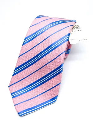 $285 KITON - NAPOLI *LINEN / SILK* Pink & Blue Alternating Stripe 3.25" - Tie