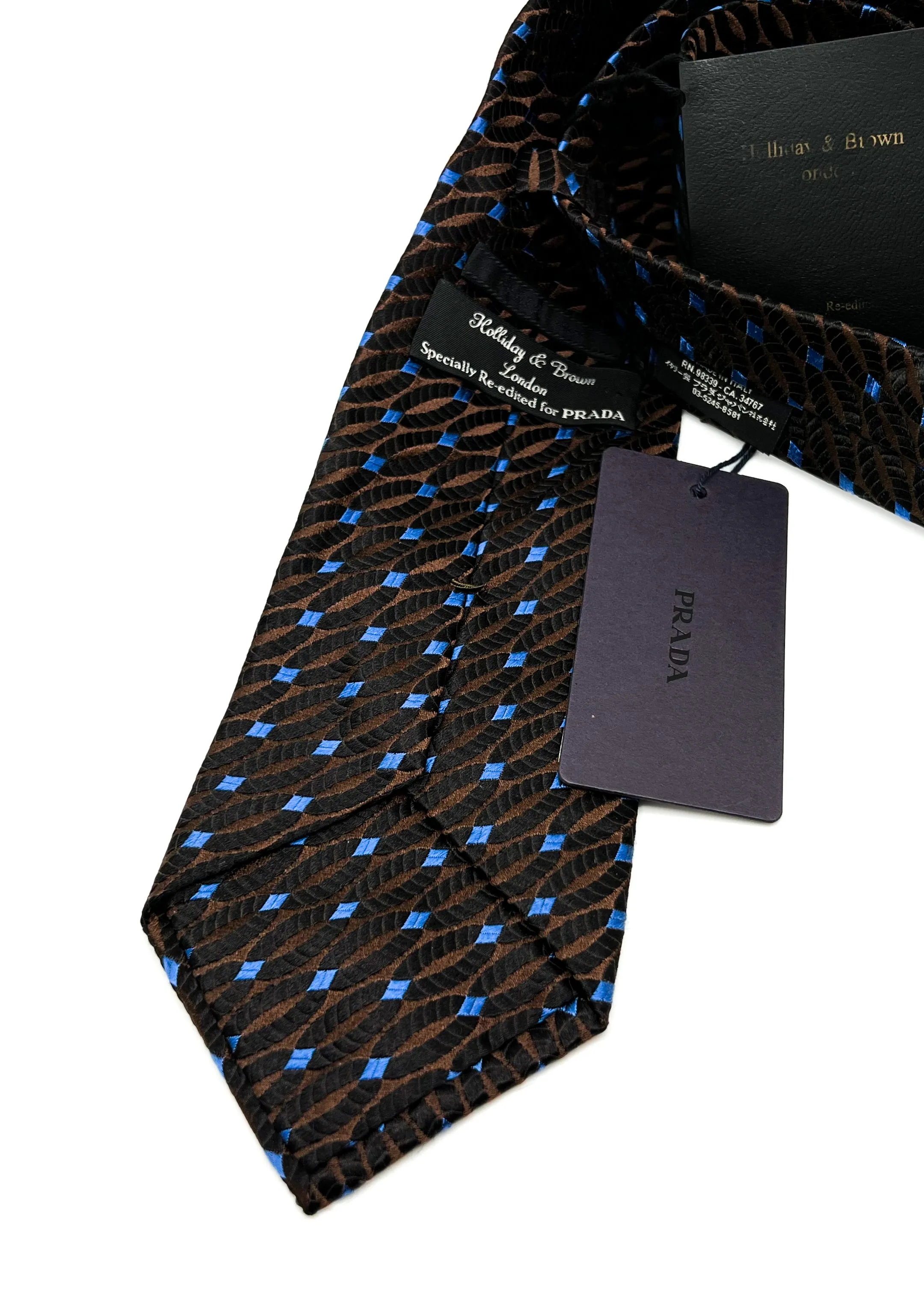 $320 PRADA For HOLLIDAY & BROWN - Twisted Rope Brown & Blue 3.5" - Tie