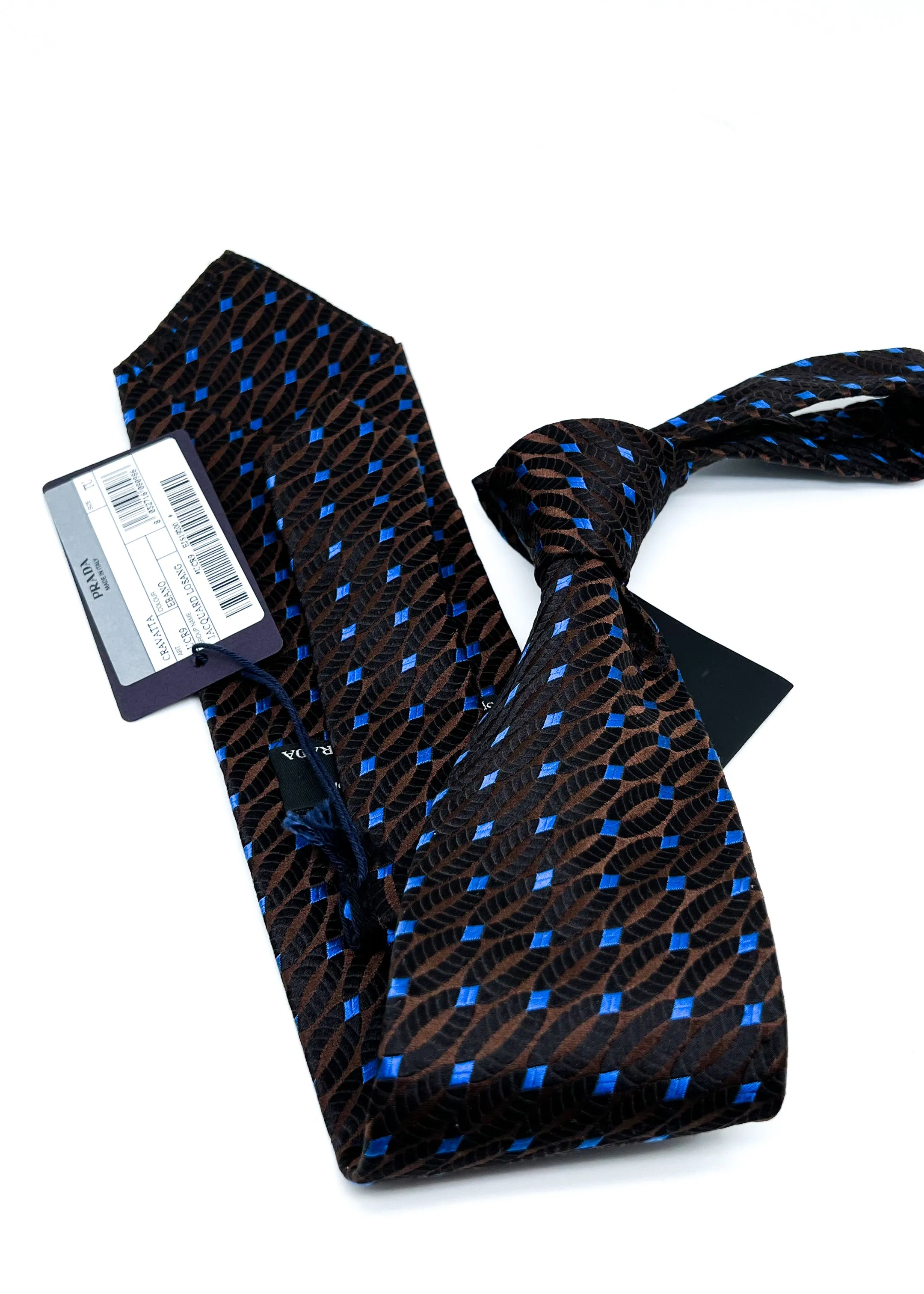 $320 PRADA For HOLLIDAY & BROWN - Twisted Rope Brown & Blue 3.5" - Tie