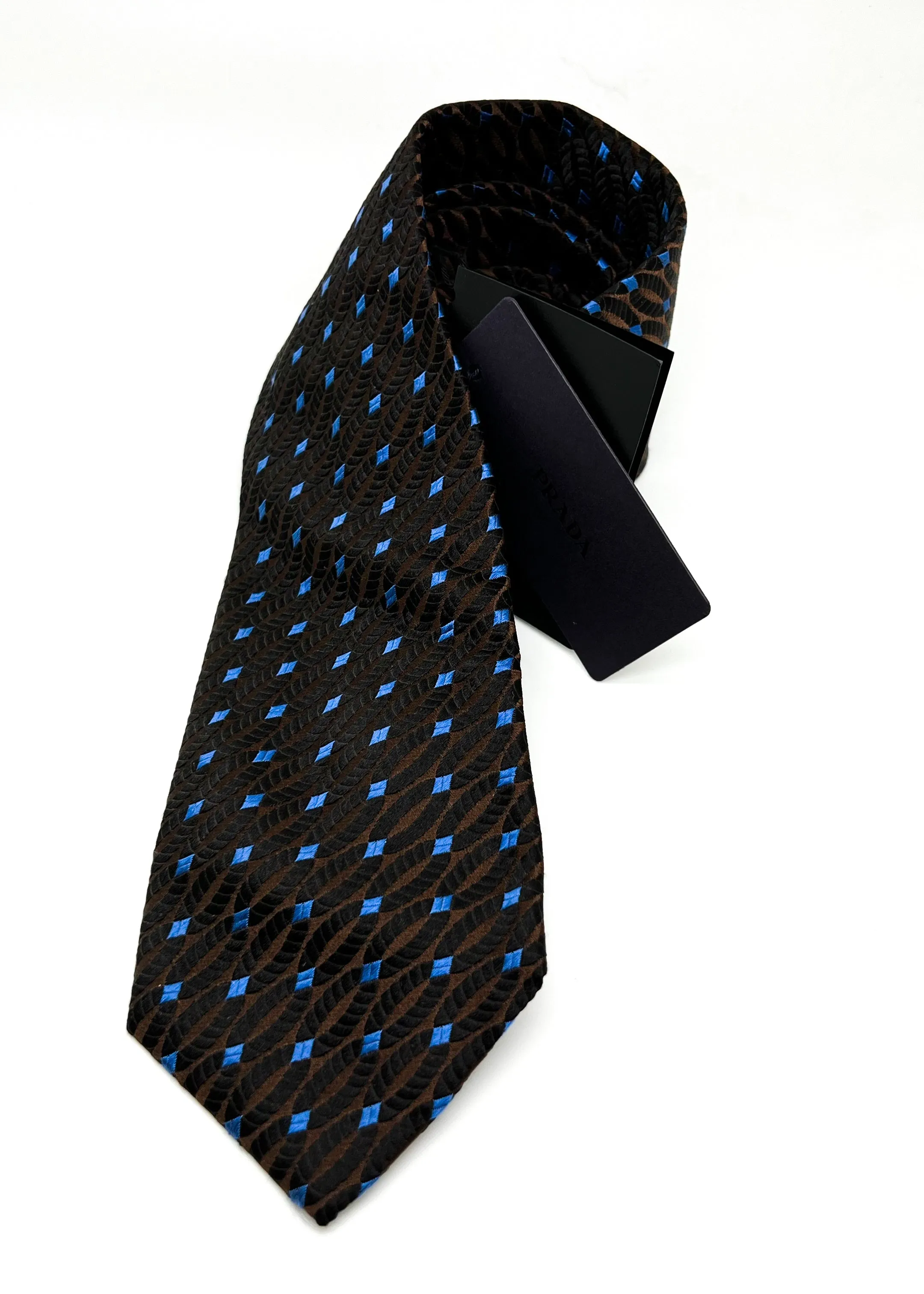 $320 PRADA For HOLLIDAY & BROWN - Twisted Rope Brown & Blue 3.5" - Tie