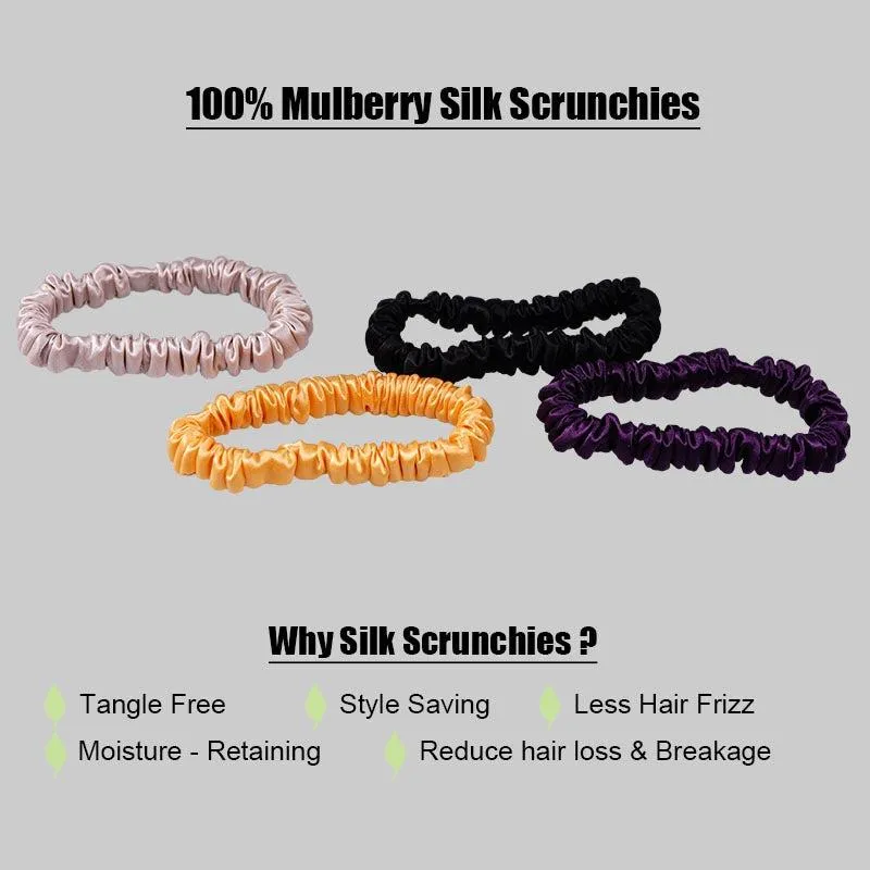 4 Pack Mini Silk Hair Ties - Romantic - dropshipping