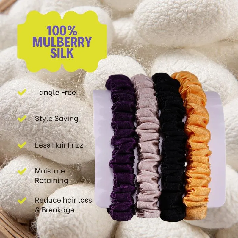 4 Pack Mini Silk Hair Ties - Romantic - dropshipping