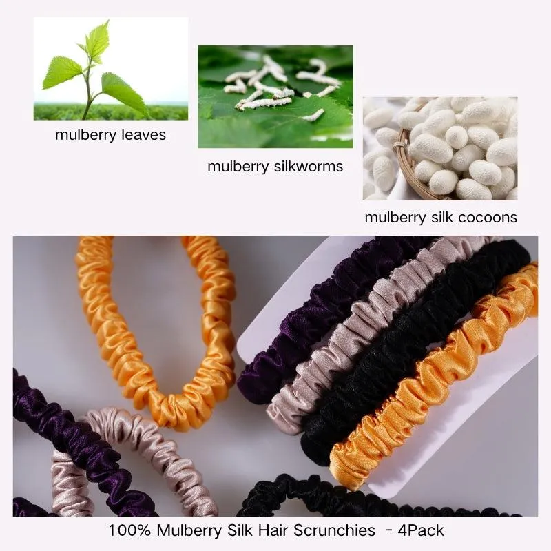 4 Pack Mini Silk Hair Ties - Romantic - dropshipping