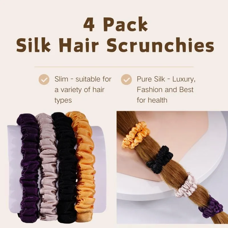 4 Pack Mini Silk Hair Ties - Romantic - dropshipping