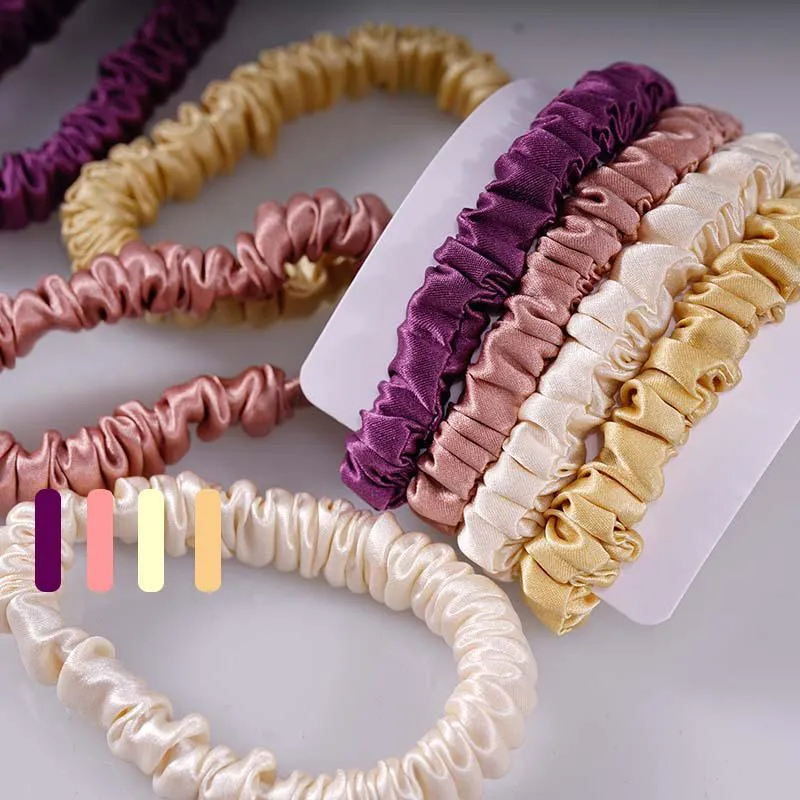 4 Pack Skinny Silk Hair Ties - Dreams - dropshipping