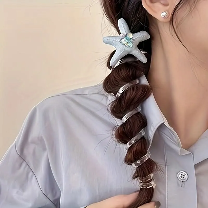 4PCS Starfish Crystal Hair Ties Set