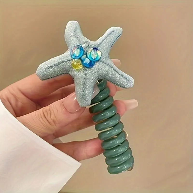 4PCS Starfish Crystal Hair Ties Set