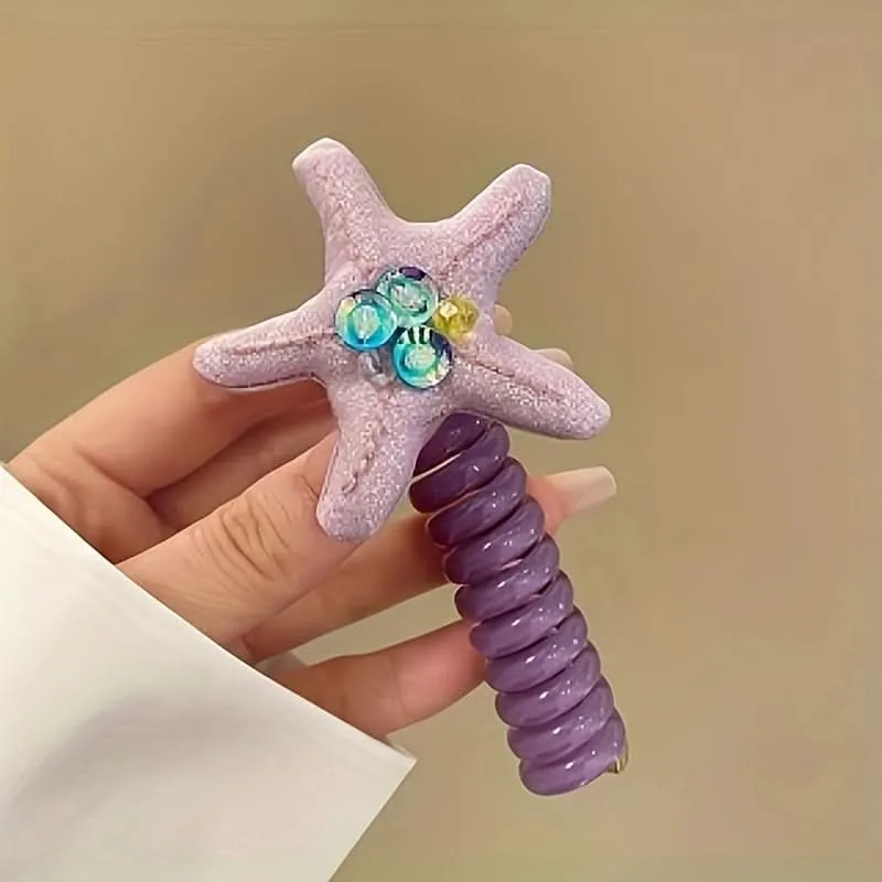 4PCS Starfish Crystal Hair Ties Set