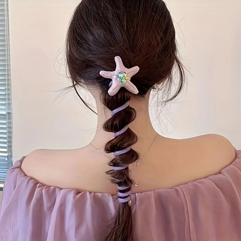 4PCS Starfish Crystal Hair Ties Set