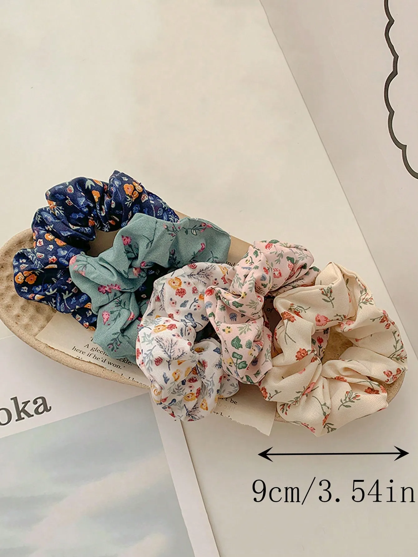 5pcs Floral Printed Hair Ties