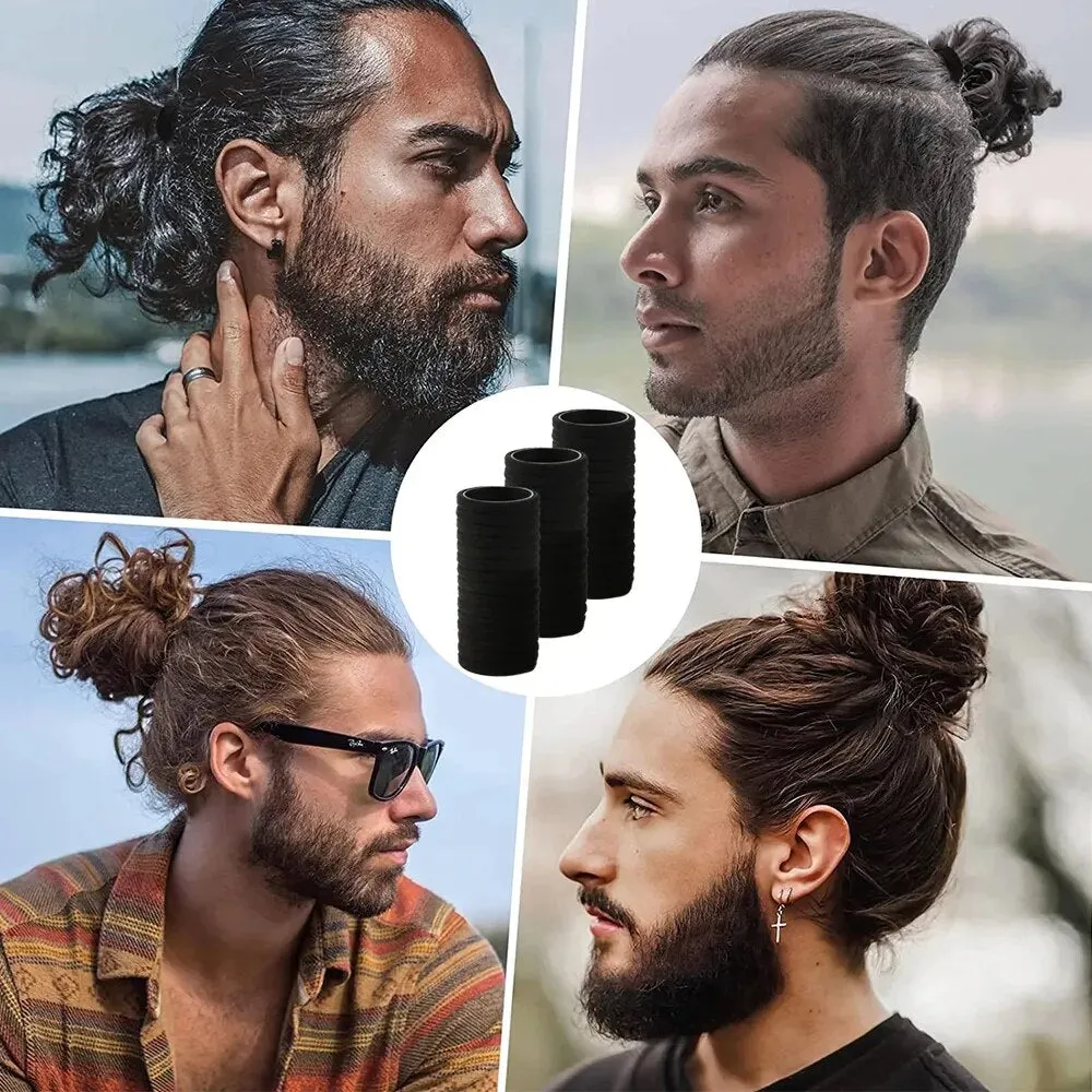 6/20/45pcs Black Hair Ties for Men Thick Curly Hair Bulk Hair Ties Ponytail Holders Hair Elastics Bands Sport Hair Accessories