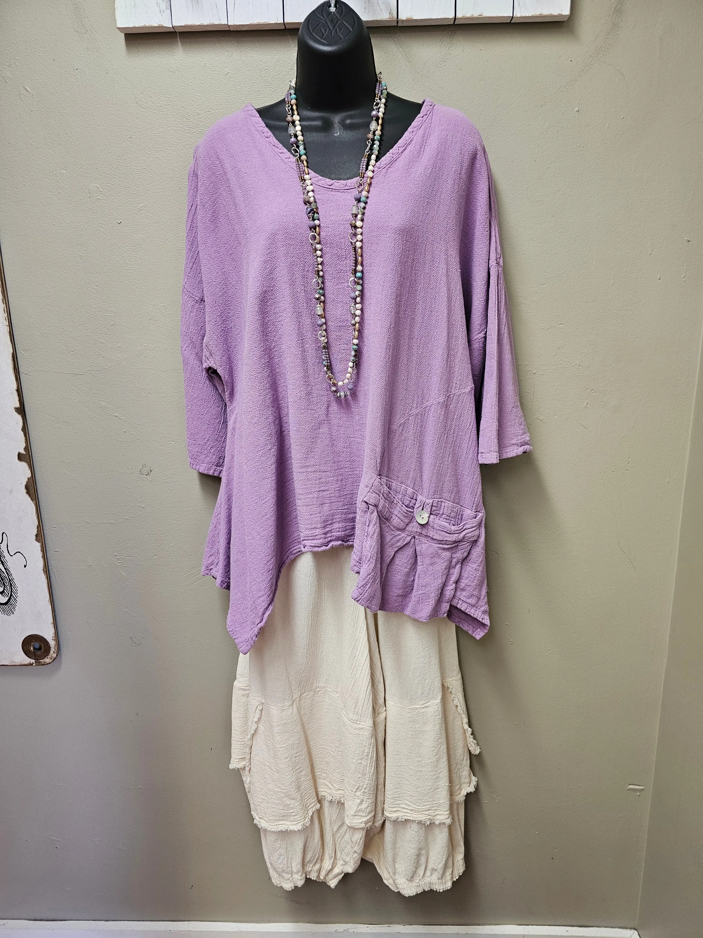 7 Color Ways - Fun Oversized Top with a Loose "Pocket" One Size