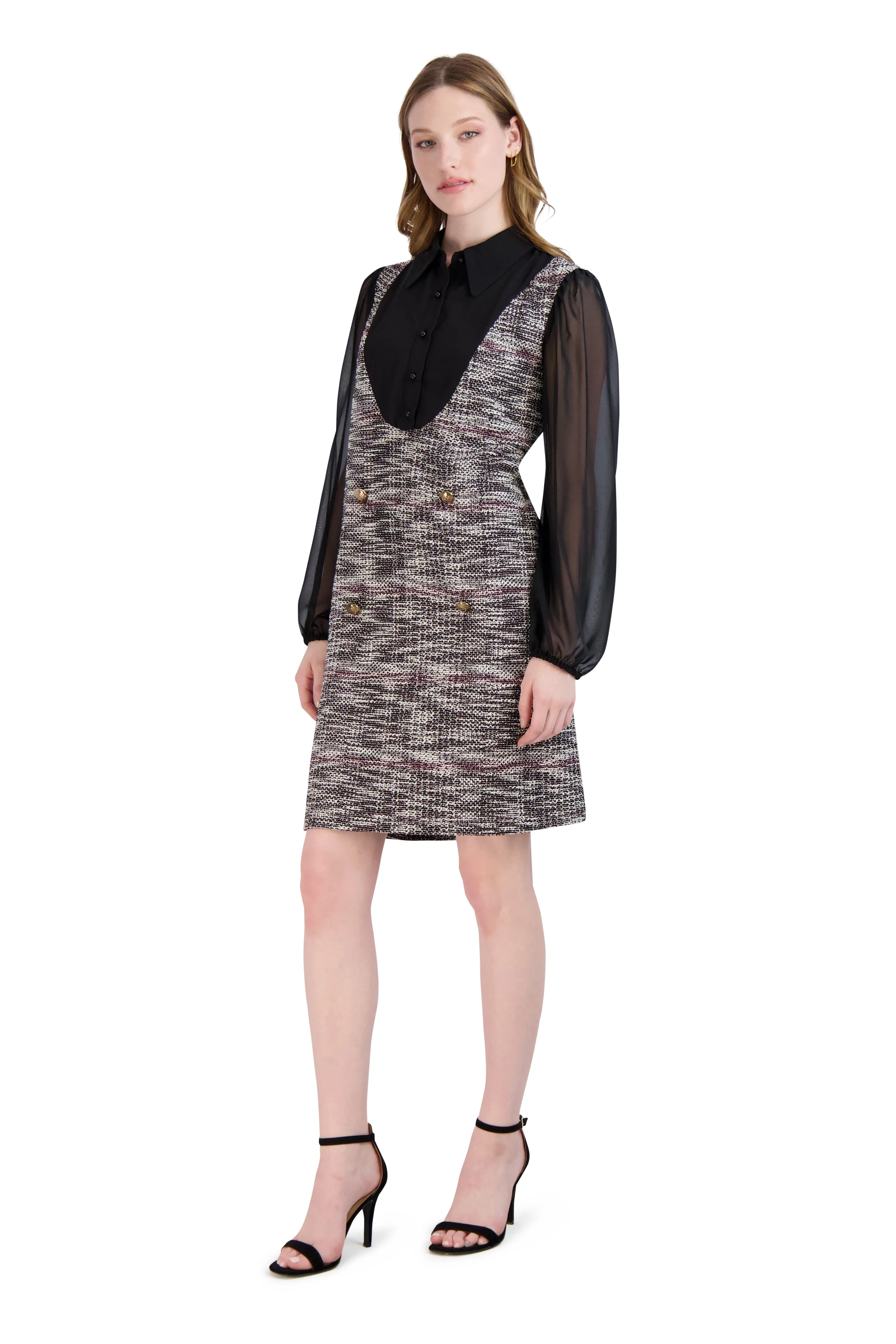 A-Line Dress with Bow Tie Neck Dress