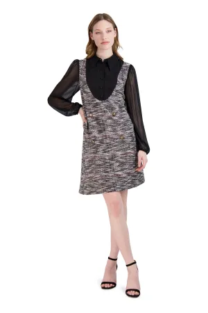 A-Line Dress with Bow Tie Neck Dress