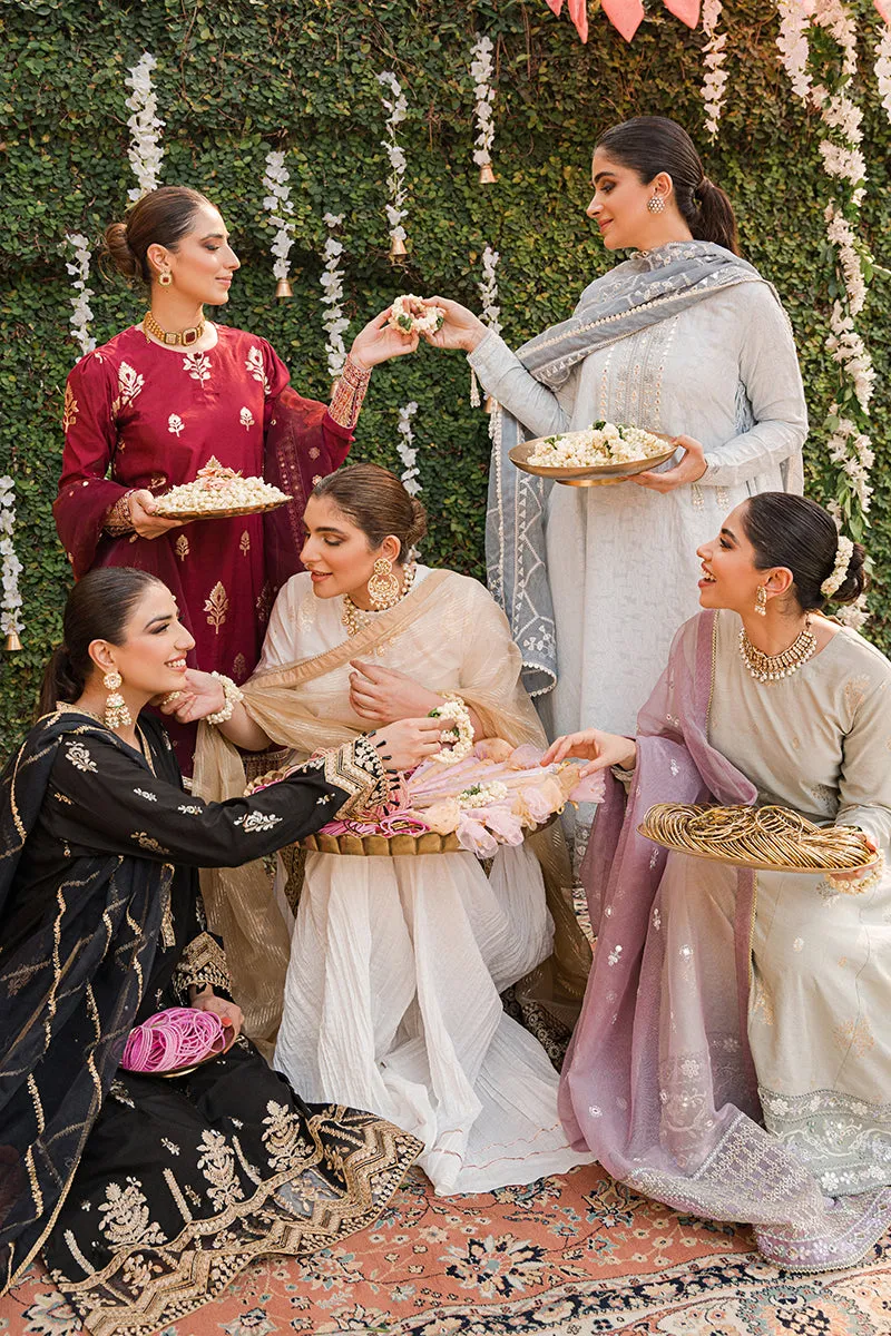 AAB-E HAYAAT-3PC |  Cross Stitch The Bride Tribe Wedding Festive Collection 2022 | Unstitched Embroidered Jacquard Suits