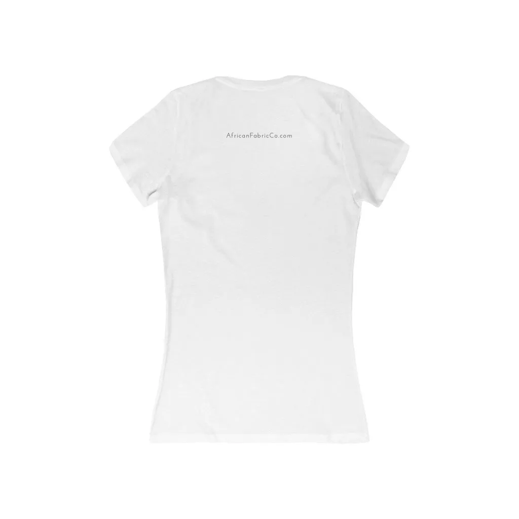 African Fabric Co. Women's Tri-Color Short Sleeve Deep V-Neck Tee