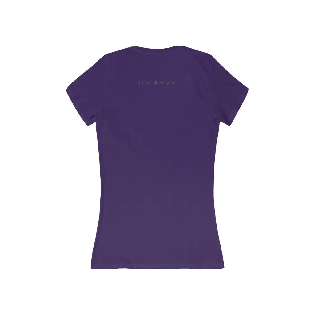 African Fabric Co. Women's Tri-Color Short Sleeve Deep V-Neck Tee