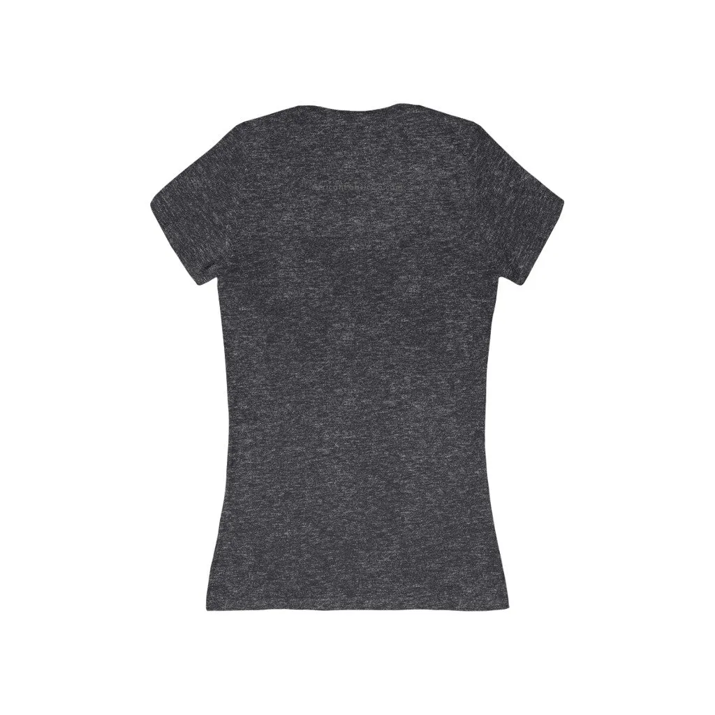 African Fabric Co. Women's Tri-Color Short Sleeve Deep V-Neck Tee