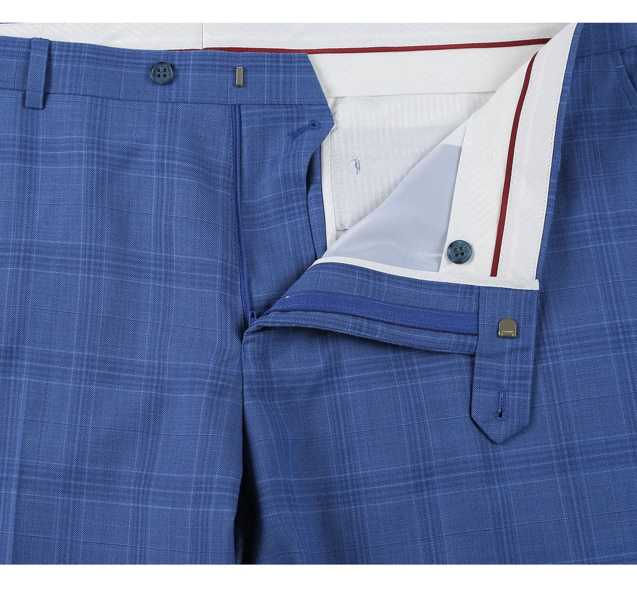 Alessandro Vitello by Renoir Blue 2-Piece Slim Fit Windowpane Check Dress Stretch Suit 293-10