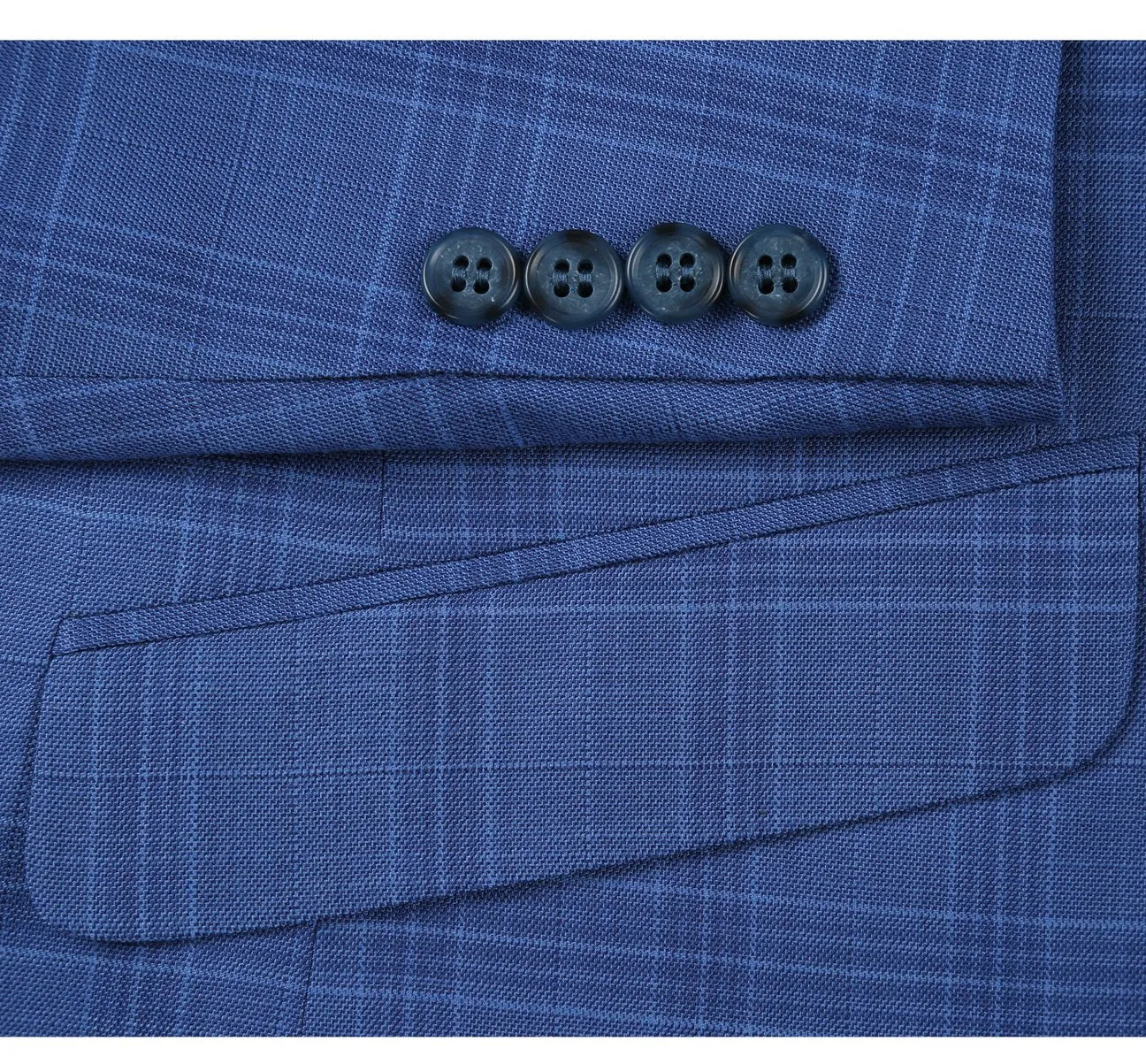 Alessandro Vitello by Renoir Blue 2-Piece Slim Fit Windowpane Check Dress Stretch Suit 293-10