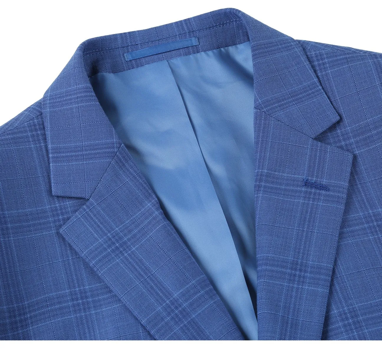 Alessandro Vitello by Renoir Blue 2-Piece Slim Fit Windowpane Check Dress Stretch Suit 293-10
