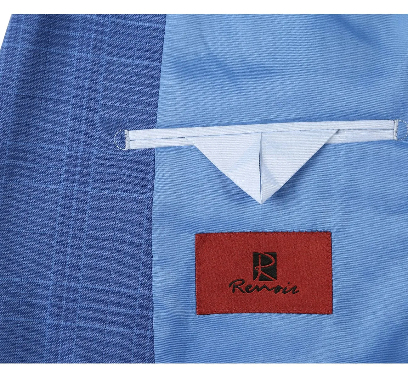 Alessandro Vitello by Renoir Blue 2-Piece Slim Fit Windowpane Check Dress Stretch Suit 293-10
