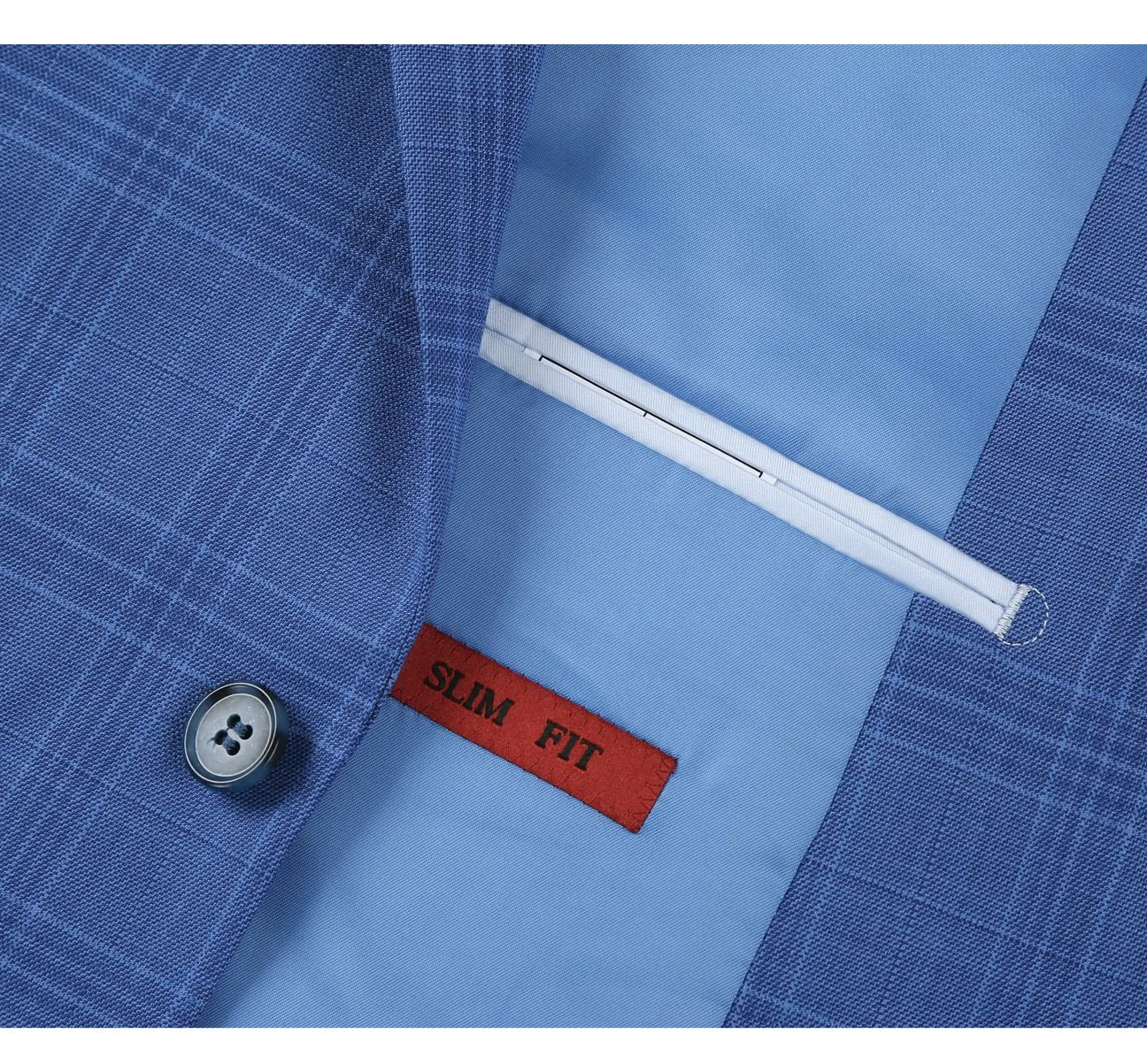 Alessandro Vitello by Renoir Blue 2-Piece Slim Fit Windowpane Check Dress Stretch Suit 293-10