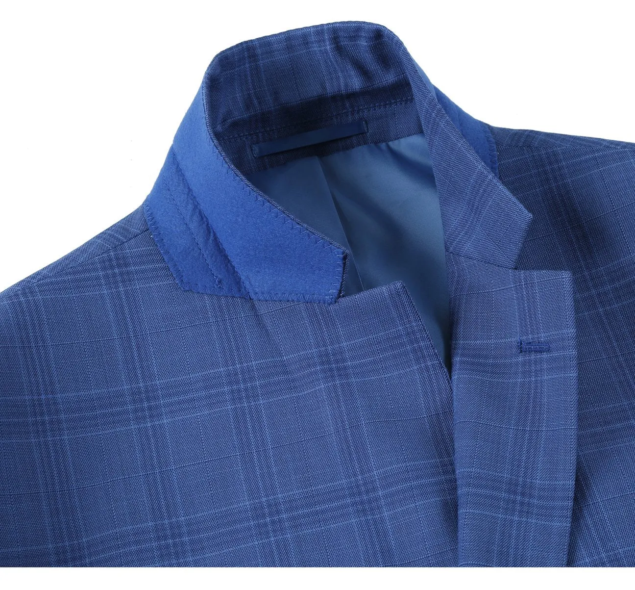 Alessandro Vitello by Renoir Blue 2-Piece Slim Fit Windowpane Check Dress Stretch Suit 293-10
