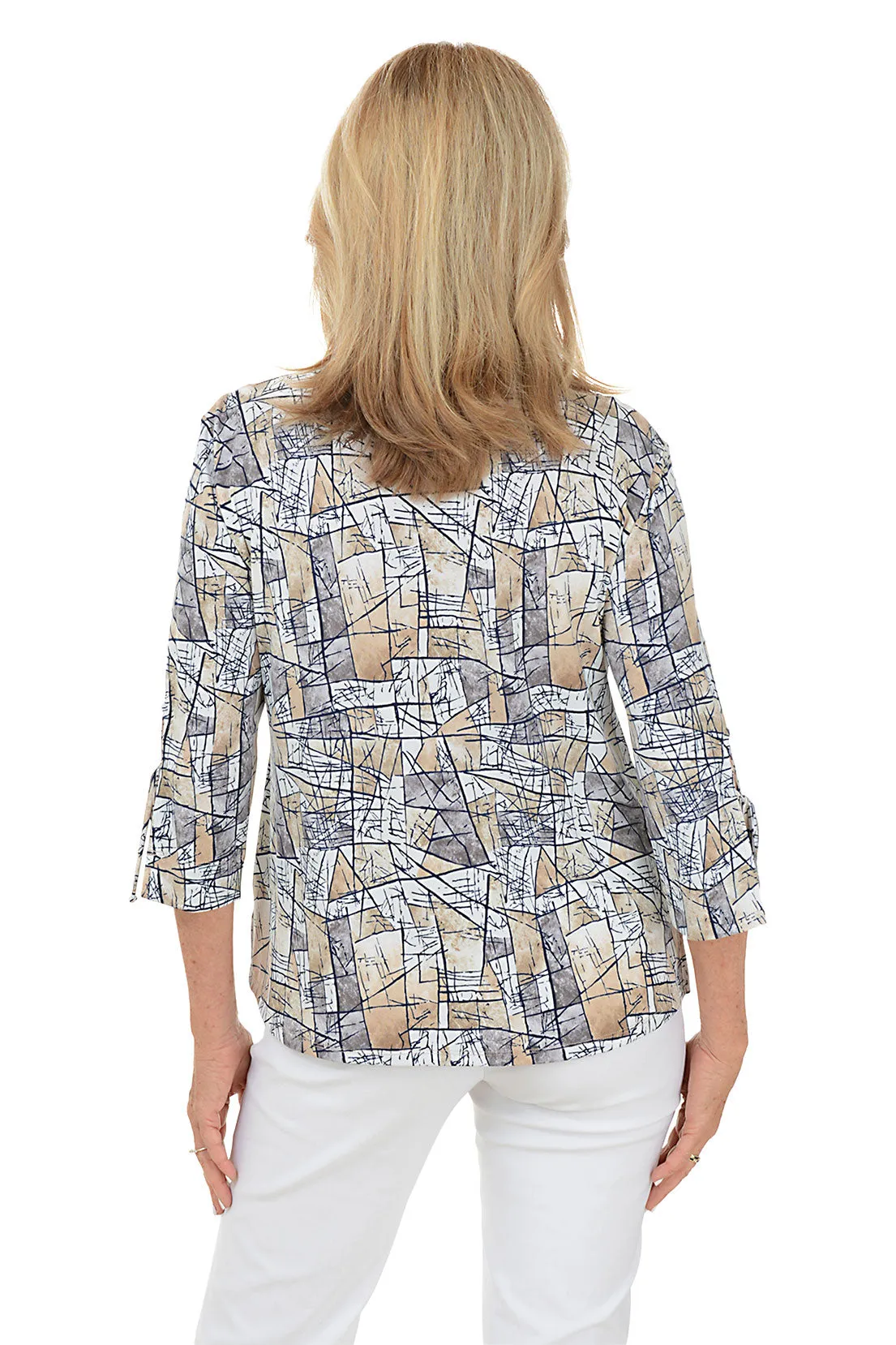 Almondine Broken Glass Tie Sleeve Top