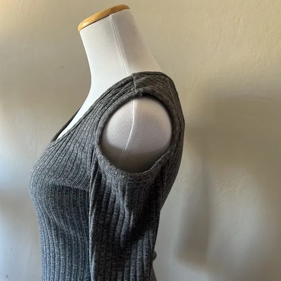 Almost Famous grey ribbed bodycon midi dress. Small