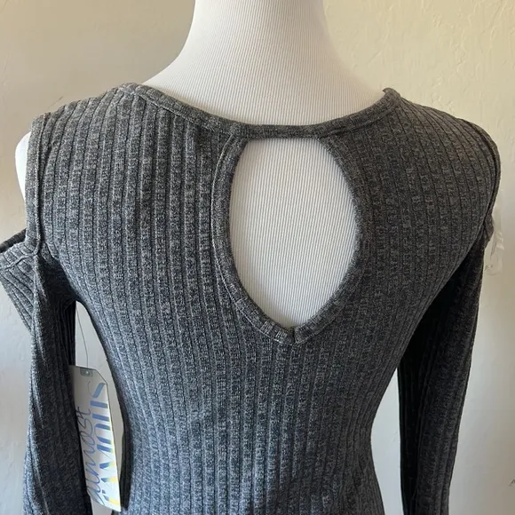 Almost Famous grey ribbed bodycon midi dress. Small