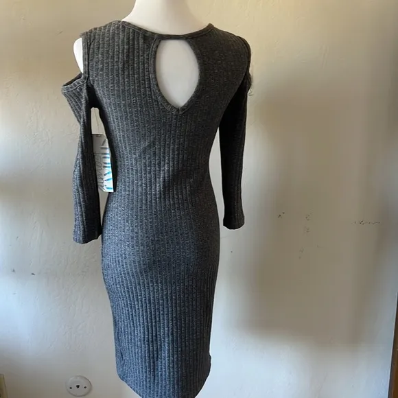 Almost Famous grey ribbed bodycon midi dress. Small