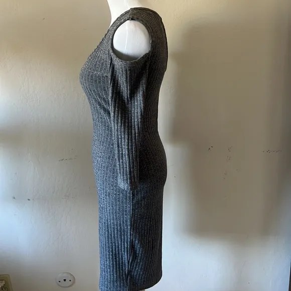 Almost Famous grey ribbed bodycon midi dress. Small