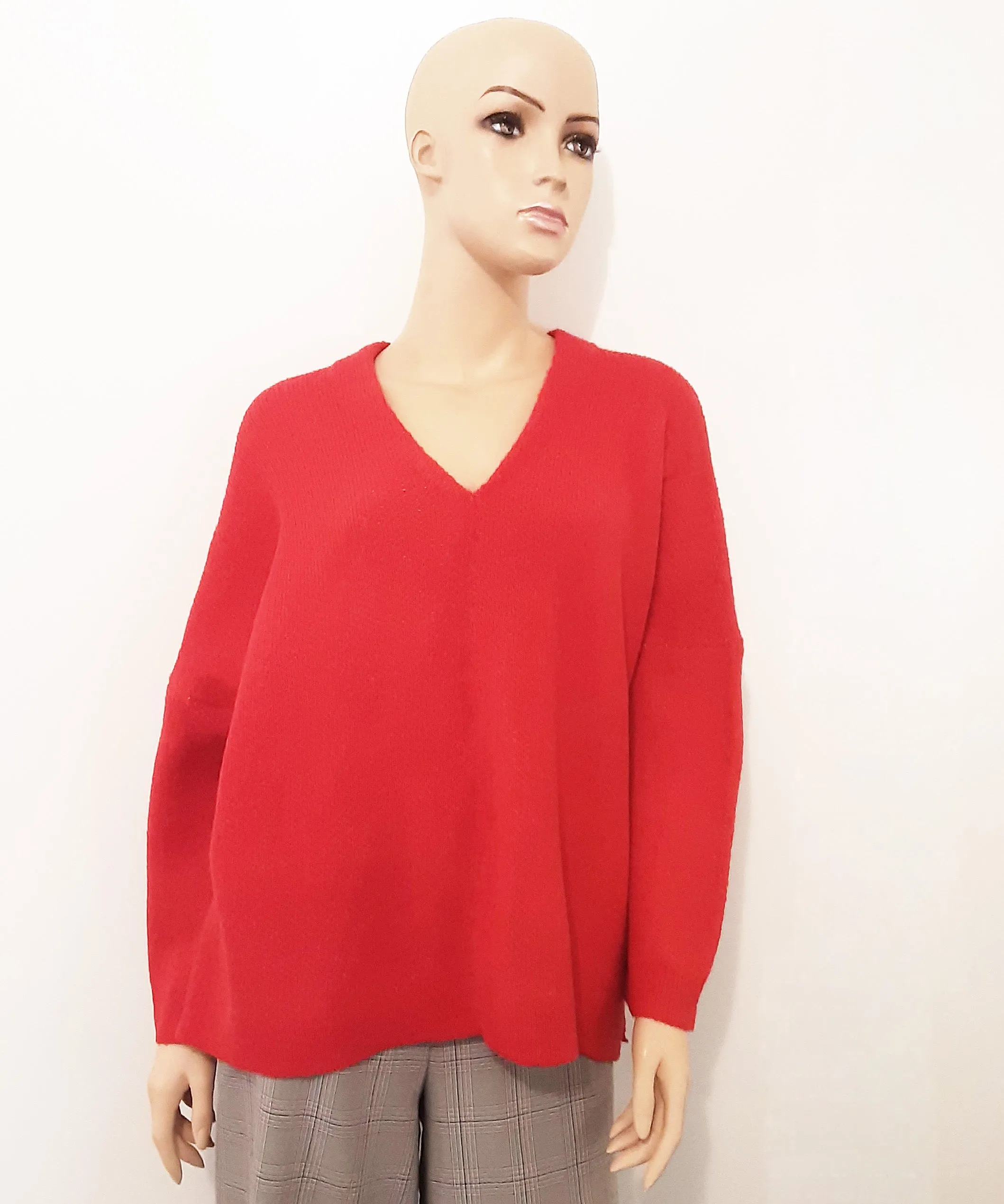 Alpaca Brushed Pullover Sweater Red