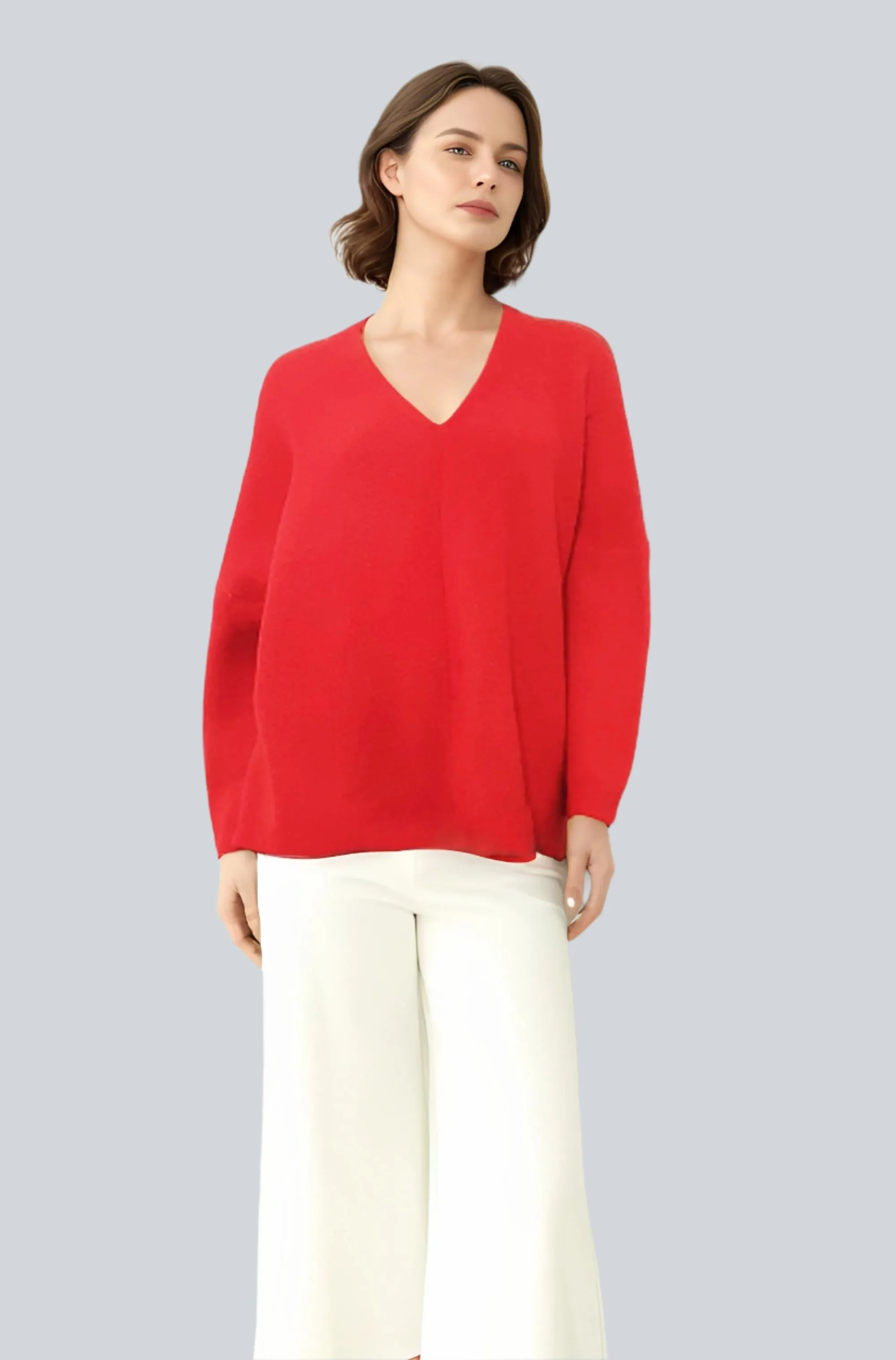 Alpaca Brushed Pullover Sweater Red