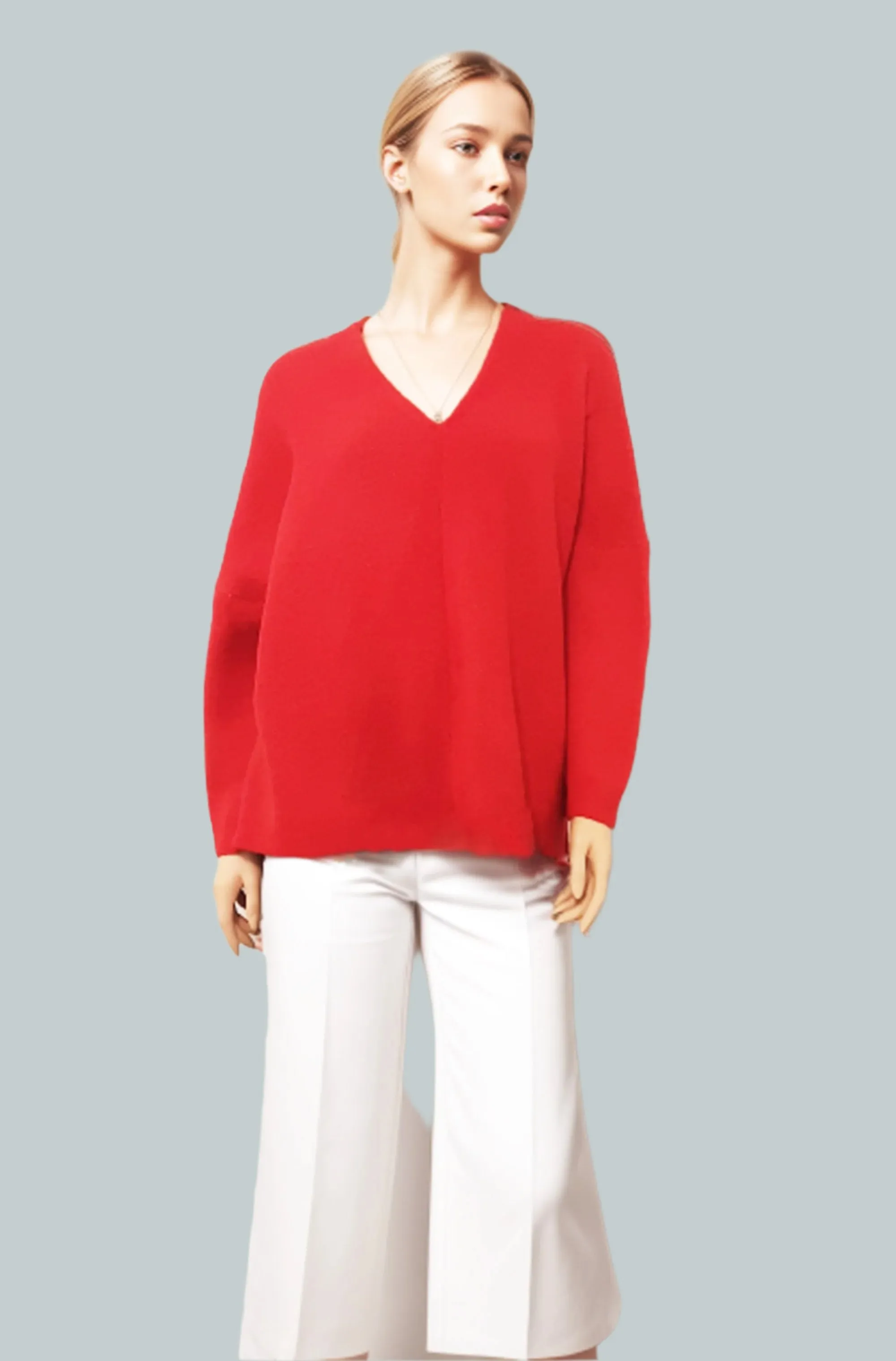 Alpaca Brushed Pullover Sweater Red