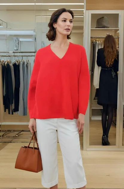 Alpaca Brushed Pullover Sweater Red