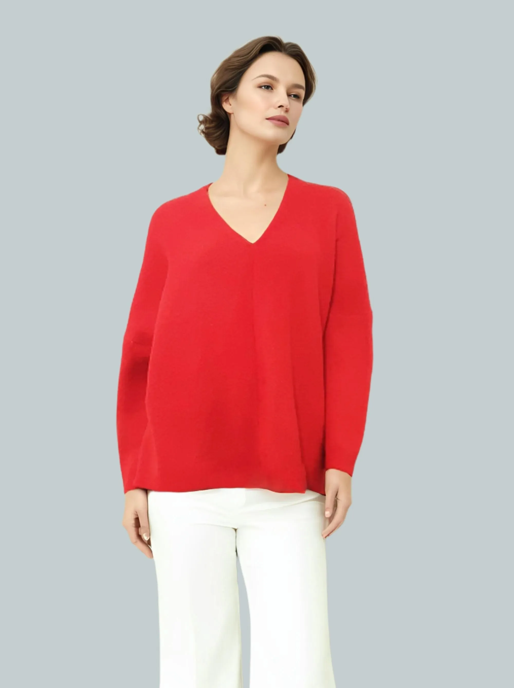 Alpaca Brushed Pullover Sweater Red