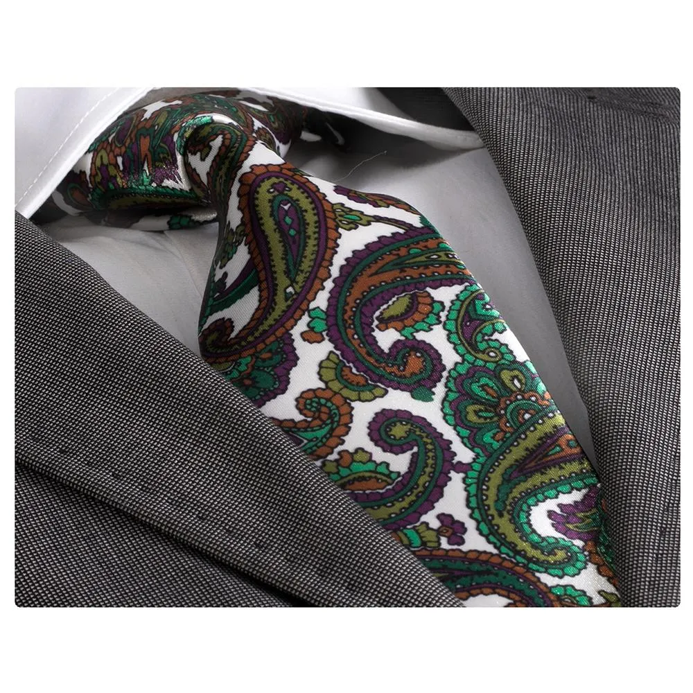 Amedeo Exclusive Men's Fashion Multicolor Flowers Silk Neck Tie With Gift Box