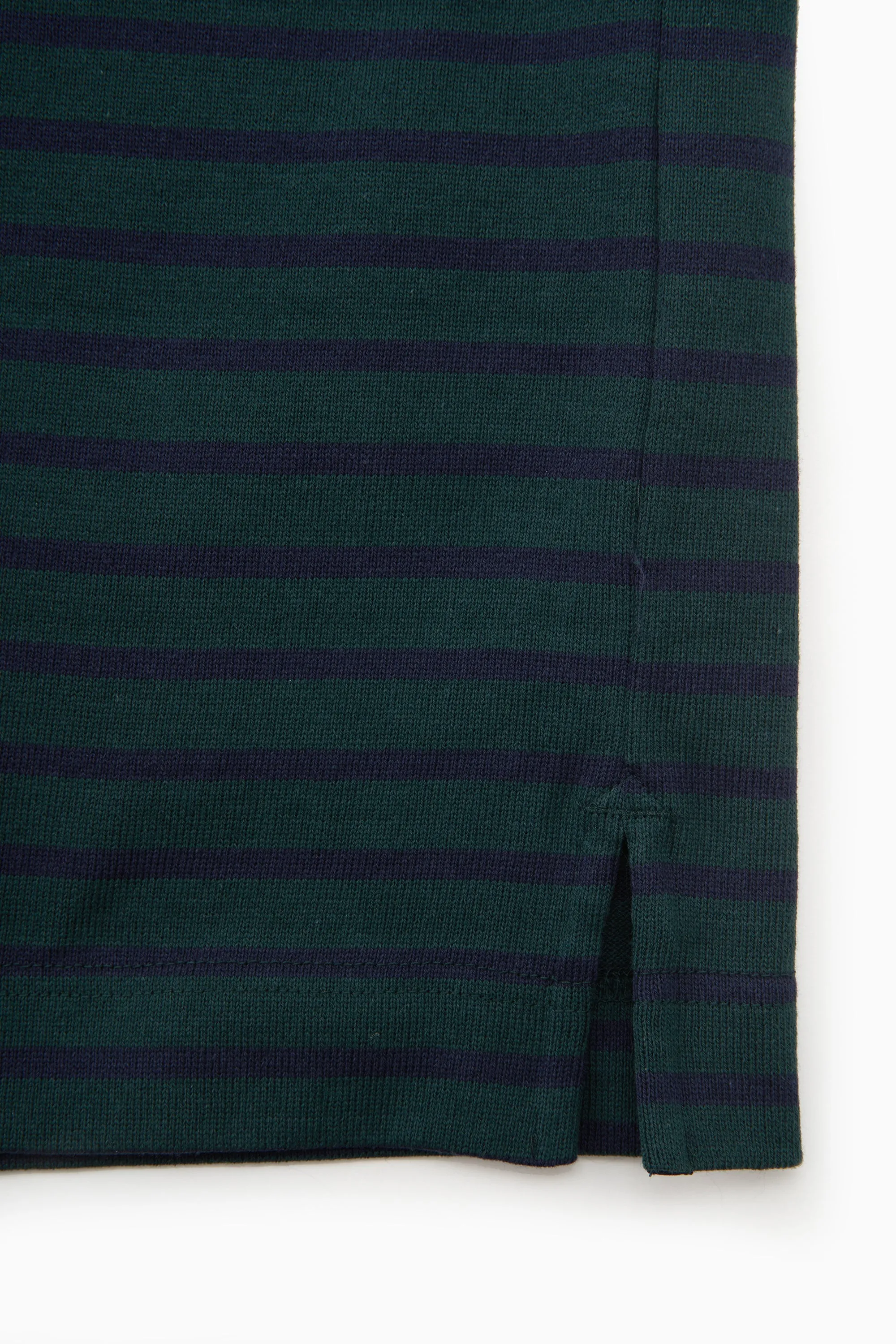 and wander -  Stripe Pocket SS Tee - Green/Navy
