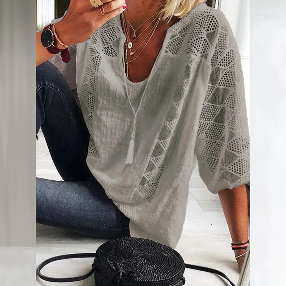 Anika™ | Boho Crochet-Detail Blouse