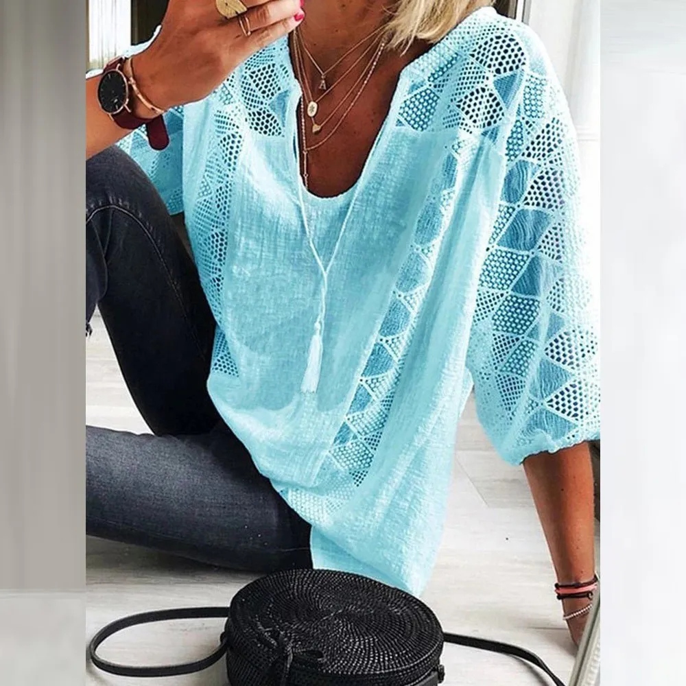 Anika™ | Boho Crochet-Detail Blouse