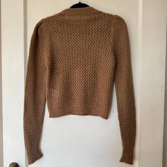 Aritzia Wilfred Nessa Loose Weave Puff Sleeve Crew Neck Sweater