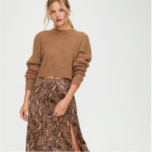 Aritzia Wilfred Nessa Loose Weave Puff Sleeve Crew Neck Sweater