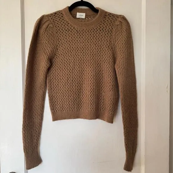 Aritzia Wilfred Nessa Loose Weave Puff Sleeve Crew Neck Sweater